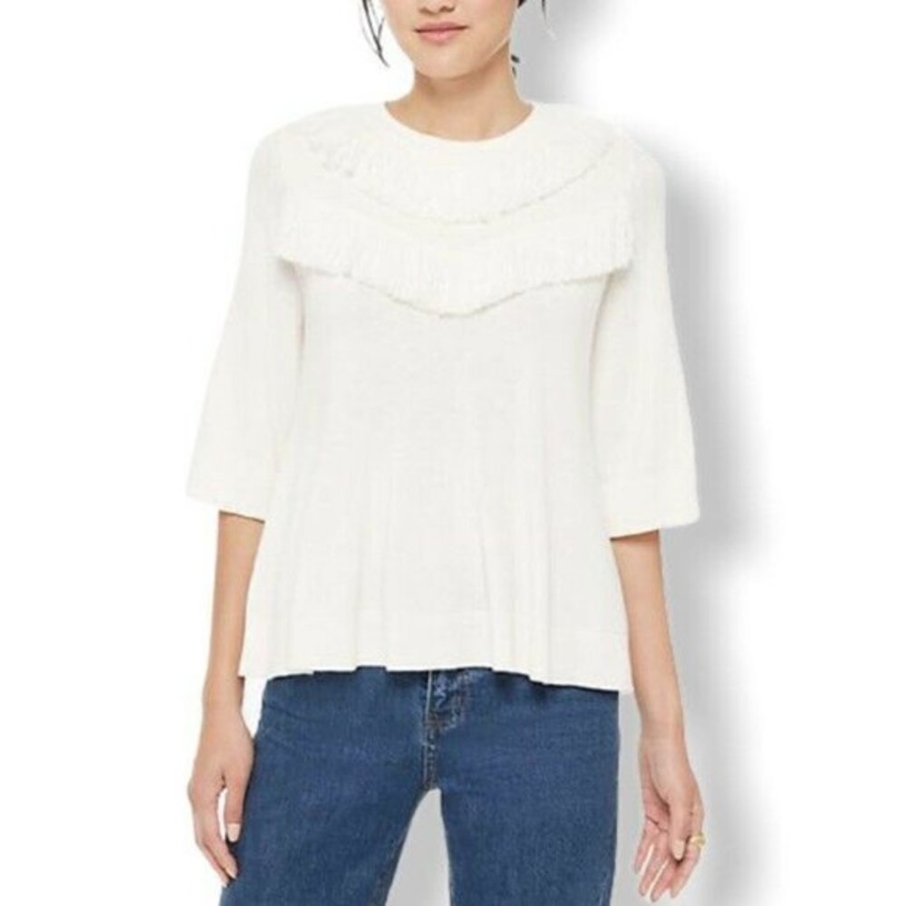 Kate Spade Broome Street Fringe Pullover White XL